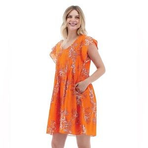 Aventura 100% Fair Trade Organic Cotton Leilani Orange Floral Mini Dress